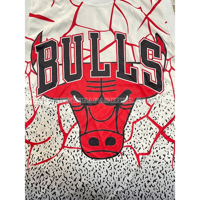 Maillot Chicago Bulls Michael Jordan NO 23 Mitchell & Ness Blanc Rouge